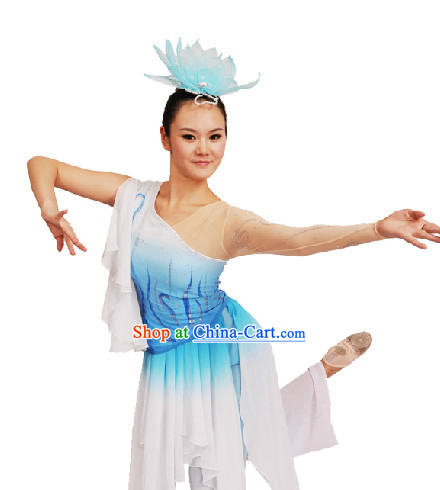 Professional Stage Performance Classical Dance Costumes and Headdress for Women - Zai Shui Yi Fang