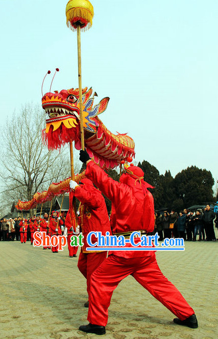 14 Meters Brand New Gold Chinese Dragon Dance Costume Complete Set for 8 People