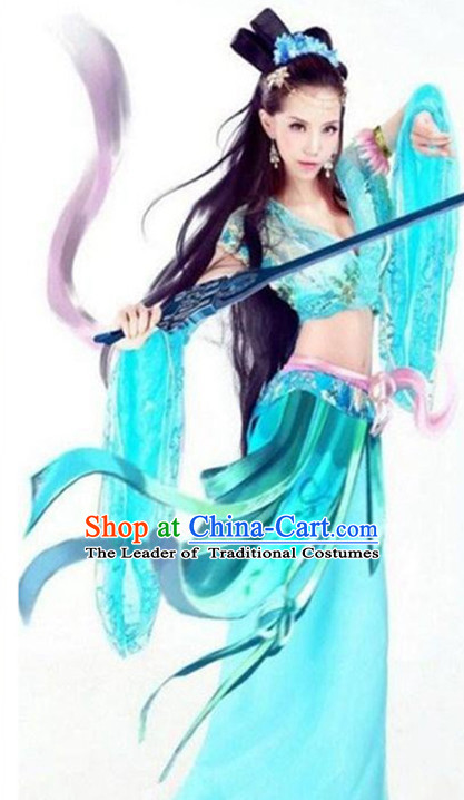 Ancient Chinese Superhero Female Costume and Hairpieces Complete Set for Women