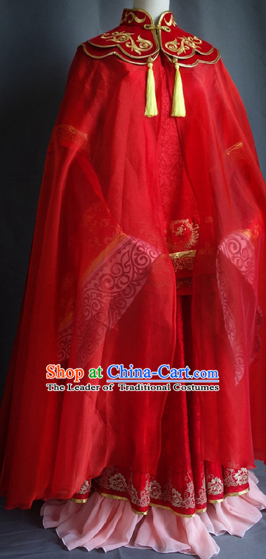 Chinese Red Mantle Halloween Costumes Fairy Empress Queen Princess Costume Complete Set