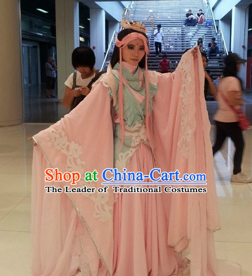 Ancient Chinese Fairy Halloween Costumes and Headwear Complete Set for Women