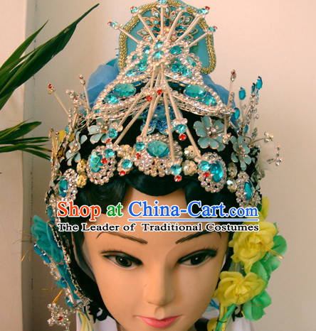 Chinese Opera Theatrical Performances Jade Butterfly Guan Yin Hairstyles Fascinators Fascinator Wholesale Jewelry Hair Pieces and Wigs