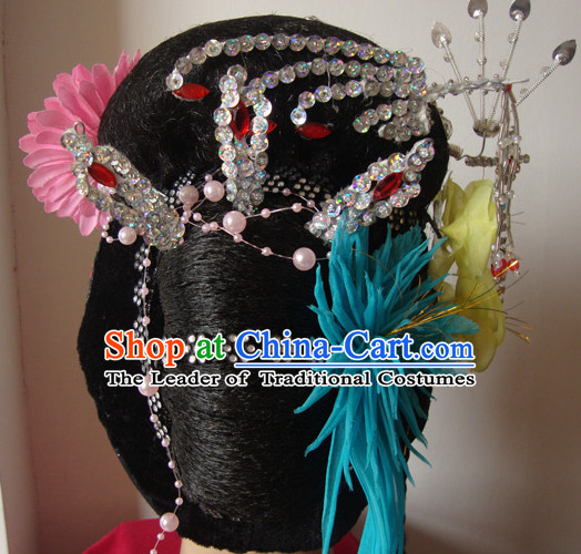 Chinese Opera Peking Opera Cantonese Opera Hairstyles Fascinators Fascinator Wholesale Jewelry Hair Pieces and Black Wigs