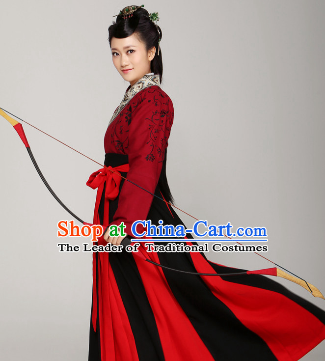 Chinese Ancient Female Archer Halloween Costumes and Hair Jewelry for Women xxxxxl