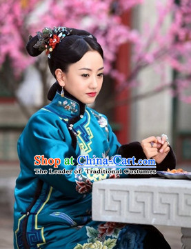 Asian Chinese Qing Dynasty Rich Lady Clothing Complete Set