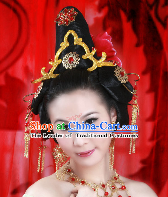 Chinese Ancient Imperial Princess Black Wigs Hairstyles Hair Jewelry
