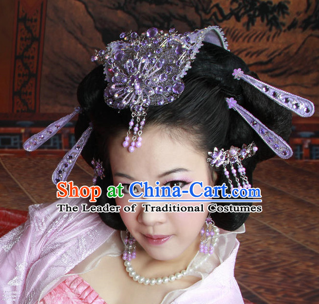 Chinese Ancient Imperial Princess Black Wigs Hairstyles and Hair Decorations