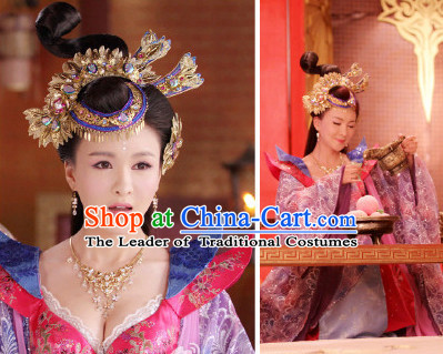 Ancient Chinese Shang Dynasty Queen Clothing Clothes Costume and Hair Jewelry Complete Set