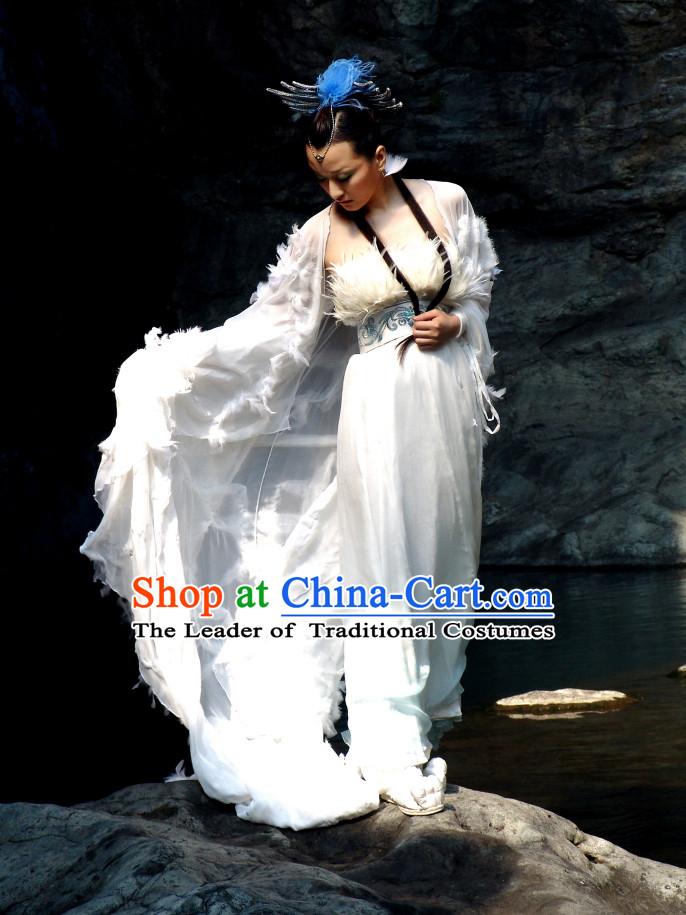Ancient Chinese Style Xia Dynasty Nv Wa Nu Wa Costumes Mythology Legend Goddess Costume and Hair Jewelry Complete Set