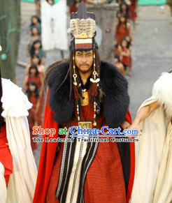 New Stone Age Tribal Leader Costume Xia Dynasty Ancient Yellow Emperor Costumes Huangdi Costumes Legendary Chinese Sovereigns and Culture Heroes Costume Complete Set