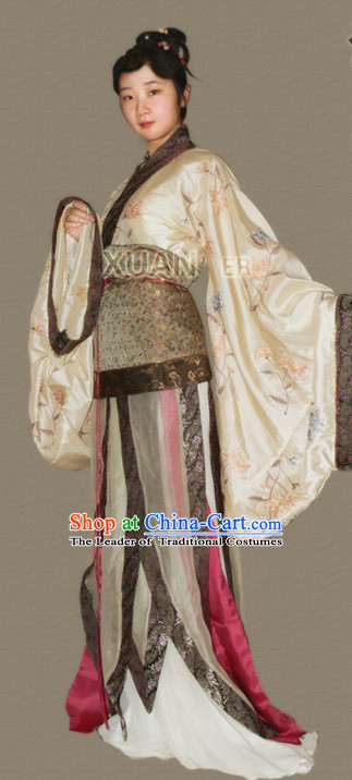 Chinese Southern and Northern Dynasties Female Clothing Outfit Garment Clothes and Headwear Complete Set