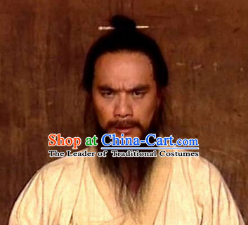 China Eastern Zhou Dynasty Black Long Wigs for Men