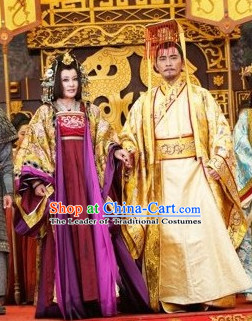 Chinese Costume Sui Dynasty Period Emperor and Empress Costumes China Clothing Complete Set for Men and Women