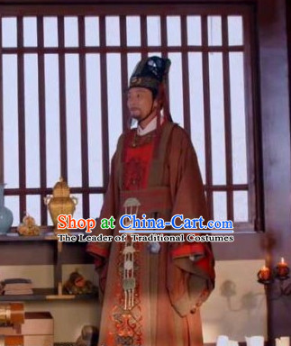 Ancient Chinese Tang Dynasty Statesman Historian Chancellor Duke Editor Wei Zheng Costume Complete Set for Men
