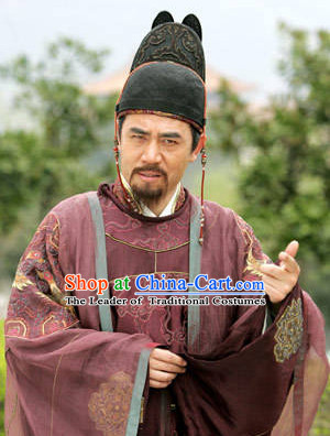 Ancient Chinese Tang Dynasty Duke Official Chancellor Du Ruhui Costume Complete Set for Men