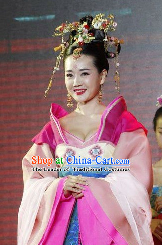 Tang Dynasty Chinese Princess Costume and Headpieces Complete Set for Women