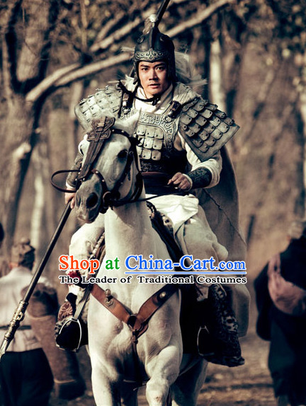 Ancient Chinese Costume Three Kingdoms Knight Body Plate Armor Costumes Garment Outfits Clothing and Helmet for Men