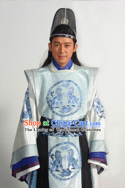 Tang Dynasty Official Superhero Costume Costumes Dresses Clothing Clothes Garment Outfits Suits Complete Set for Men