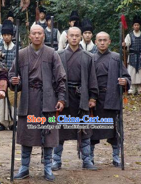 Ming Dynasty Shaolin Monk Costumes Dresses Clothing Clothes Garment Outfits Suits Complete Set for Men