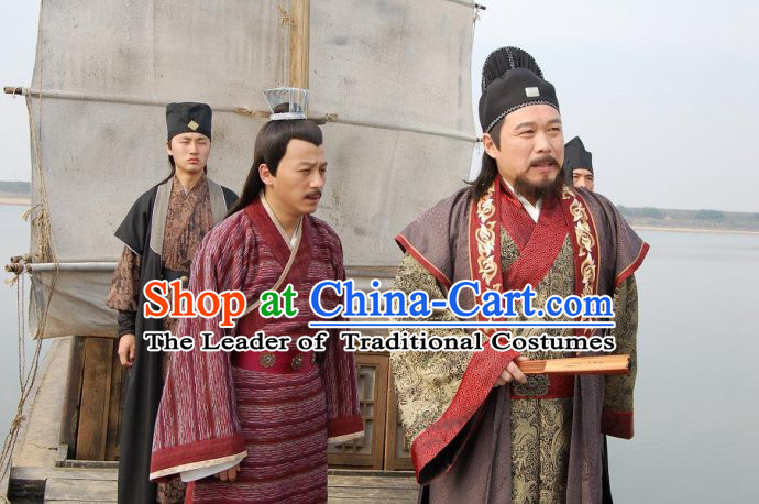 Ming Dynasty Official Yu Qian Costumes Dresses Clothing Clothes Garment Outfits Suits Complete Set for Men