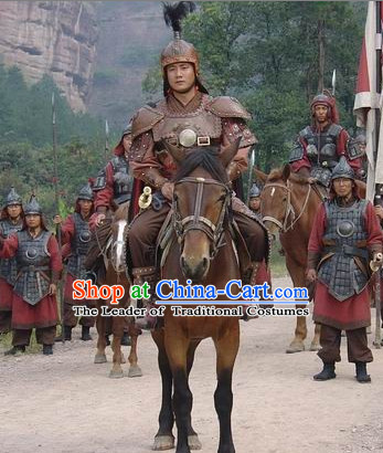 Ming Dynasty Military General Chang Yuchun Armor Costumes Dresses Clothing Clothes Garment Outfits Suits Complete Set for Men