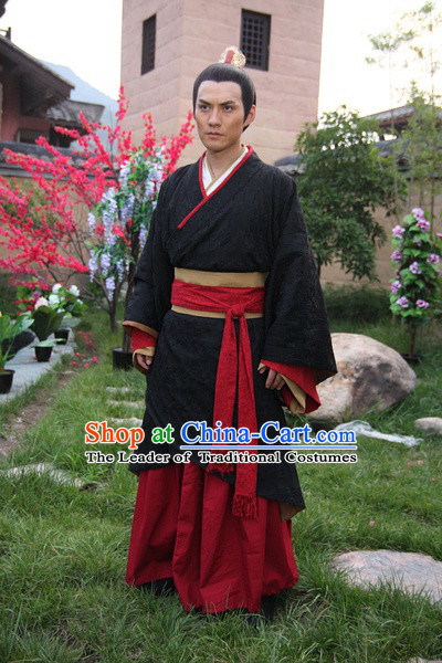Chinese Han Dynasty Gnereal Ban Gu Costumes Dresses Clothing Clothes Garment Outfits Suits Complete Set for Men