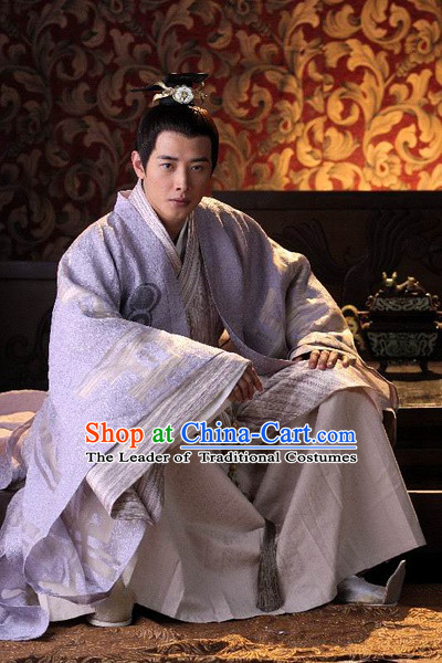 Chinese Han Dynasty Prince Costumes Dresses Clothing Clothes Garment Outfits Suits Complete Set for Men