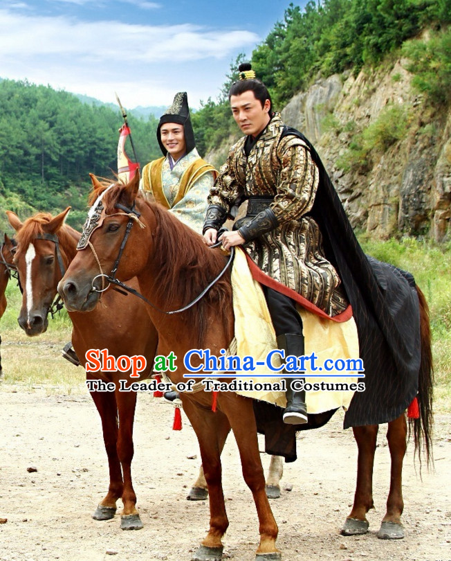 Chinese Han Dynasty Emperor Costume Dresses Clothing Clothes Garment Outfits Suits Complete Set for Men