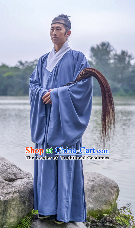 Chinese Traditional Ming Dynasty Taoist Costumes and Headwear Complete Set for Men