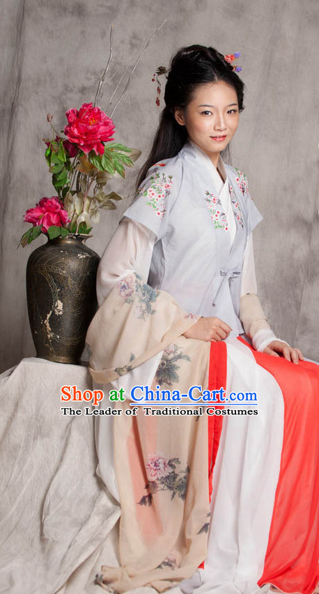 Chinese Ancient Hanfu Outfits and Hair Accessories Complete Set
