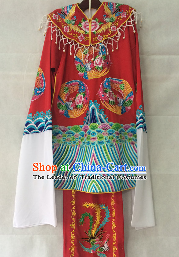 Chinese Opera Brides Phoenix Embroidered Wedding Costumes Complete Set