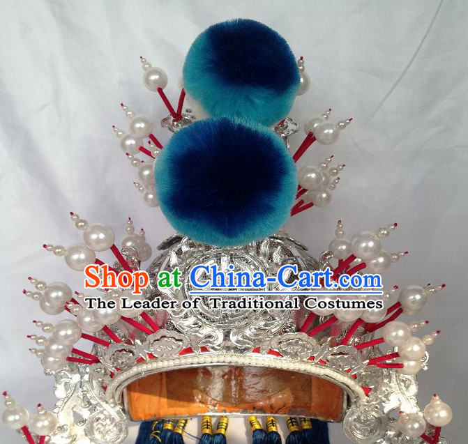 Chinese Opera Military General Wusheng Headwear Headdress Hat Crown Headpieces