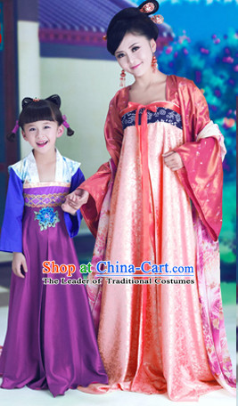 Chinese Tang Dynasty Costume Ancient China Costumes Han Fu Dress Wear Outfits Suits Clothing for Mother and Daughter