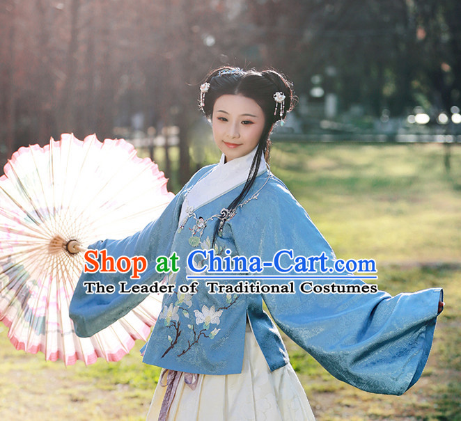Ming Dynasty Clothing Chinese Classic Costume Ancient China Costumes Han Fu Dress Wear Garment Outfits Suits Clothing and Hair Accessories Complete Set for Women