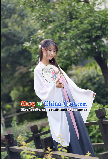 Tang Dynasty White Grey Dance Costumes for Girls
