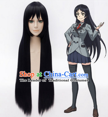 Ancient Asian Chinese Japenese Korean Knight Cosplay Long Wigs Classic Lace Front Toupee Hair Extensions Wig