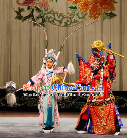 Red Ancient Chinese Asian Peking Opera Costumes Fighting or Military Character Wu Sheng Costume and Helmet Complete Set for Men