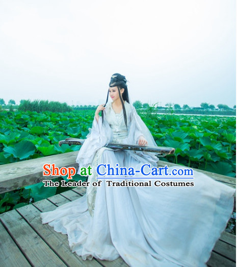 Traditional Chinese Asian Fairy Costumes Folk Costume and Headwear Complete Set
