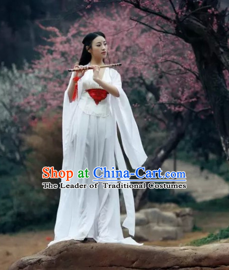 Ancient Asian Chinese Japenese Fairy Cosplay Knight Costumes and Hair Jewelry Complete Set