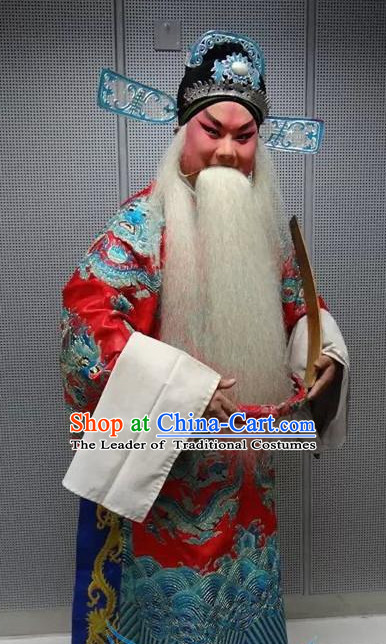 Chinese Opera Costumes Beijing Opera Costume Peking Stage Prime Minster Dress Dragon Robe Complete Set for Men