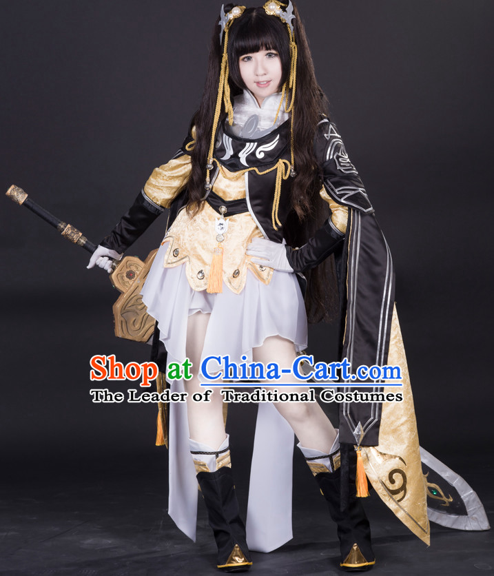 Ancient Chinese Princess Cosplay Costumes and Hair Accessories Complete Set for Women