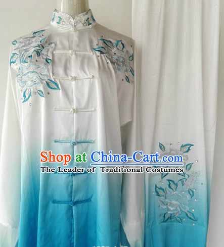 Top Embroidered Tai Chi Chuan Uniform Taekwondo Karate Outfit Aikido Wing Chun Kungfu Wing Tsun Boys Martial Arts Supplies Clothing for Men