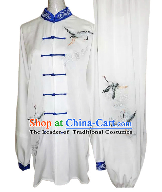 Top Crane Embroidery Kung Fu Martial Arts Taekwondo Karate Uniform Suppliers Clothing Dress Costumes Clothes for Men Women Adults Boys Girls Kids