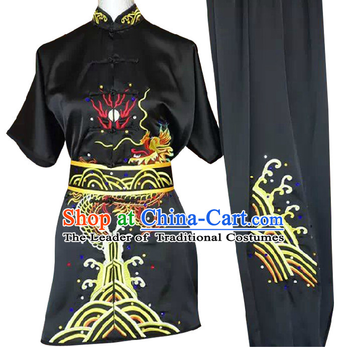 Top Dragon Embroidery Kung Fu Martial Arts Taekwondo Karate Uniform Suppliers Clothing Dress Costumes Clothes for Men Women Adults Boys Girls Kids