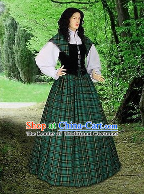Traditional Medieval Costume Renaissance Costumes Historic Female Scotland's Clothing Complete Set for Women