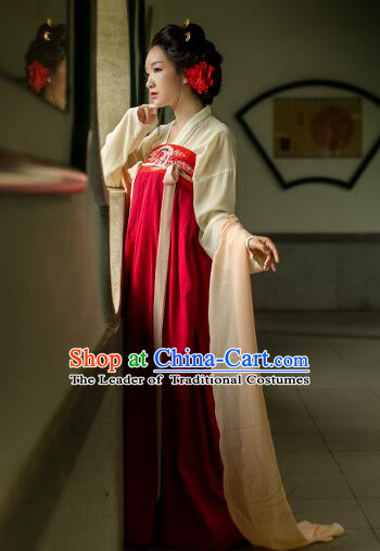 Asian Chinese Tang Dynasty Clothing and Hair Accessories Clothing Complete Set for Women