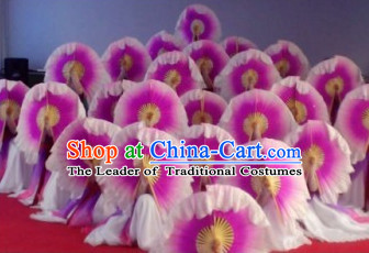 Light Purple Flower Shape Traditional Handmade Pure Silk Dancing Fan