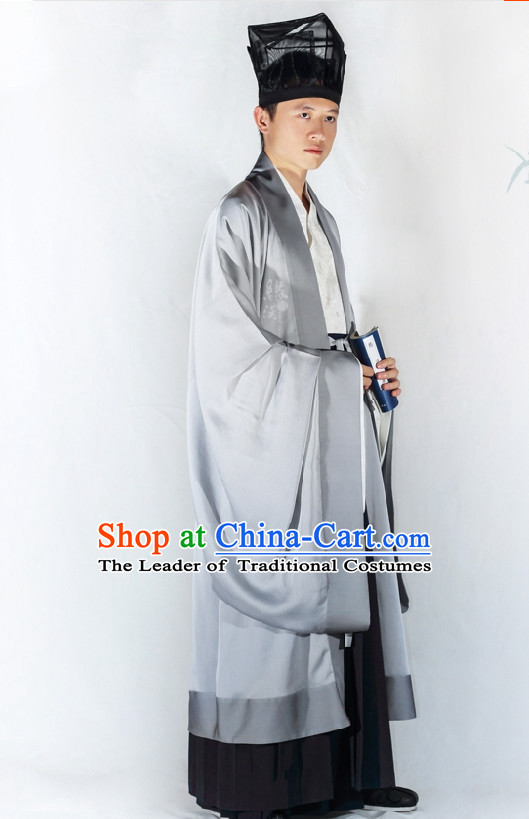 Chinese Classic Han Dynasty Clothing and Hat Complete Set for Men