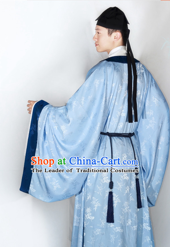 Chinese Classic Song Dynasty Clothing and Hat Complete Set for Men