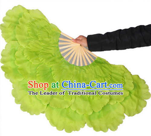 Traditional Green Peony Flower Dance Hands Fan Hand Fan Stage Performance Parade Korean Japanese Chinese Fan